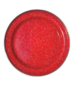 Red Enamelware Dinner Plate