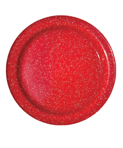 Red Enamelware Salad Plate